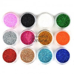 Decoratiuni pentru unghii DC020 din sclipici Fin colorat, set 12 bucati